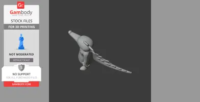 A stylized 3D model of a character with a long snout and tail, designed for 3D printing.