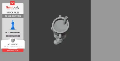 Top view of Ms. Chalice 3D model, cup-shaped head with straw, arms out, STL for printing.
