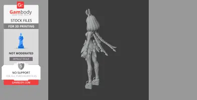 3D figurine of a female character with braided hair and a detailed outfit, viewed from the side.