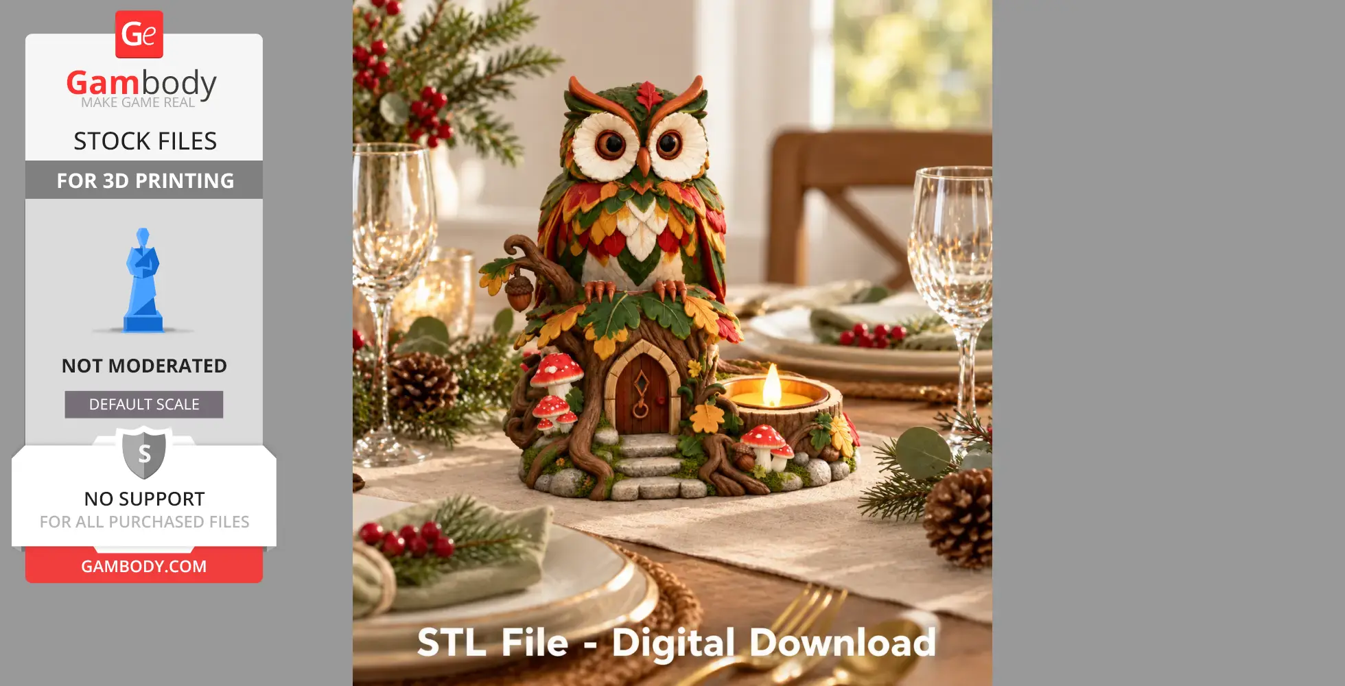 Colorful Owl LED Tealight Holder STL File for 3D Print - STL files for ...