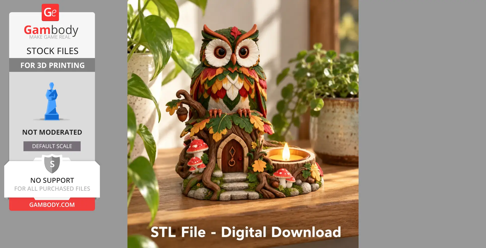 Colorful Owl LED Tealight Holder STL File for 3D Print - STL files for ...