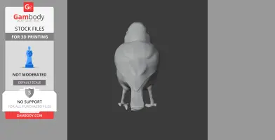 3D model of a standing bird-like creature, viewed from behind, designed for 3D printing.