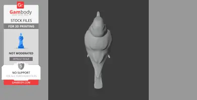 A 3D model of a bird, viewed from the top, featuring a streamlined body and tail on a gray background.