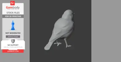 3D model of a bird standing on one leg, suitable for 3D printing.