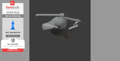 A gray 3D model of a Basra reed warbler with simple details, designed for 3D printing.