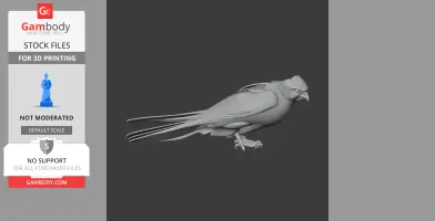 A detailed 3D model of a prehistoric bird, resembling a falcon, suitable for 3D printing.
