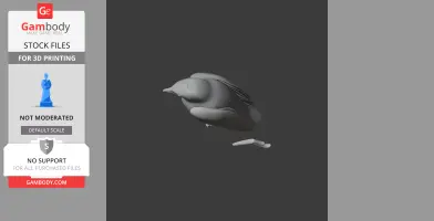 3D model of a prehistoric bird-like creature, suspended mid-flight, designed for 3D printing.