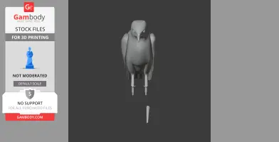 3D model of a stylized bat hawk, standing upright, designed for 3D printing.