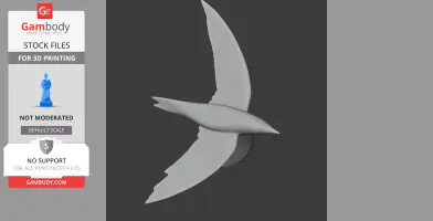 3D model of a prehistoric bird in flight. Designed for 3D printing, shown in a grayscale render.