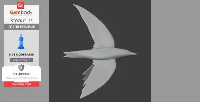A 3D model of a prehistoric bird in flight with outstretched wings, designed for 3D printing.
