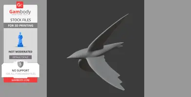 A 3D model of a stylized prehistoric bird in mid-flight, designed for 3D printing.