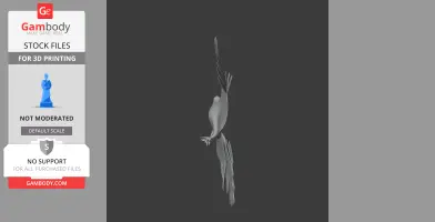 A 3D model of Bates's weaver bird perched with wings spread, designed for 3D printing.