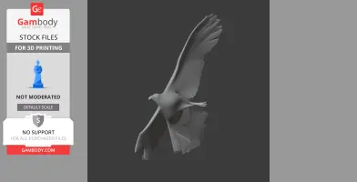 3D model of a prehistoric bird in flight, designed for 3D printing.