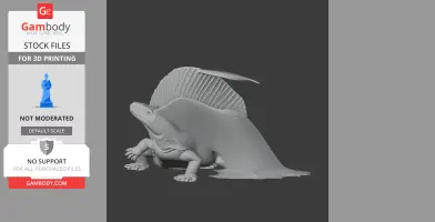 A 3D model of Bathygnathus, a prehistoric creature with a distinctive sail, ready for 3D printing.