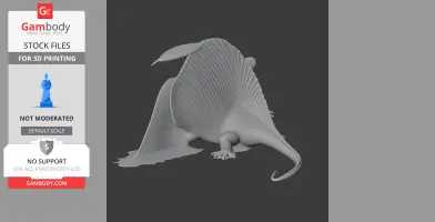 3D model of a Bathygnathus, a prehistoric creature with a large sail-like fin on its back.