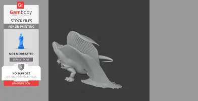 3D model of Bathygnathus, a prehistoric creature, with a large dorsal sail, ready for 3D printing.