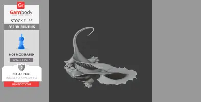 3D model of a prehistoric Bathygnathus, featuring a curling tail and fin-like structures.