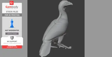 3D model of a Baudo guan, a prehistoric bird, designed for 3D printing.