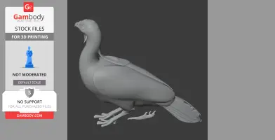3D model of a Baudo guan, a prehistoric bird, standing with detailed feathers and distinct features.