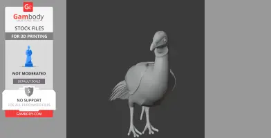 A 3D model of a bird-like prehistoric animal with a tall neck and detailed feathers, suited for 3D printing.