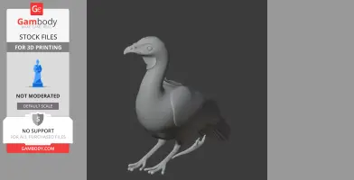 3D model of a Baudo guan, a prehistoric bird-like creature, designed for 3D printing.