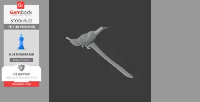 3D model of a prehistoric bird with an elongated tail, intended for 3D printing.