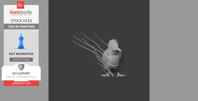 3D model of a bird with thin, elongated tail feathers, designed for 3D printing.