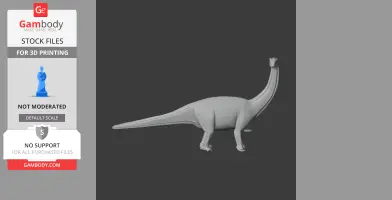 3D model of a Baurutitan dinosaur, standing with a long neck and tail, available for 3D printing.