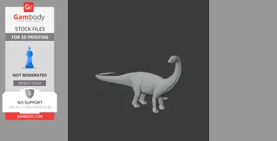 3D model of a Baurutitan dinosaur with a long neck and tail designed for 3D printing.