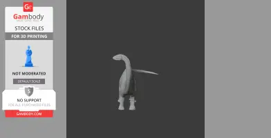 3D model of a Baurutitan dinosaur with a long neck and tail, designed for 3D printing.