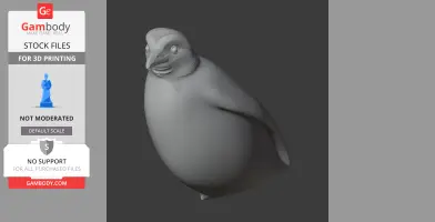 A smooth 3D model of a prehistoric bird-like creature with a rounded body and defined beak.