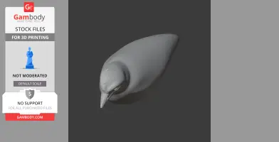3D model of a bird's head and beak viewed from above, designed for 3D printing.
