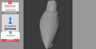 Smooth, stylized 3D model of a bird viewed from above, intended for 3D printing.