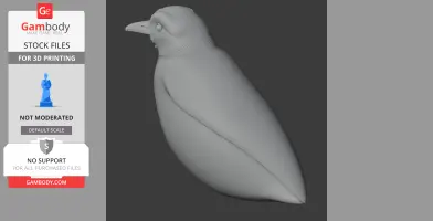 3D model of a streamlined prehistoric bird, with a smooth body and distinct beak, ready for 3D printing.