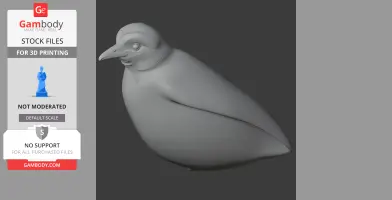 3D model of a prehistoric bird, resembling a plump, smooth-textured antpitta, for 3D printing.