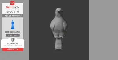 3D model of a prehistoric bay woodpecker, showcasing textured body and tail, for 3D printing.