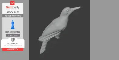 3D model of a prehistoric bay woodpecker, suitable for 3D printing, displayed on a dark background.