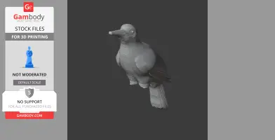 3D model of a prehistoric bird resembling a woodpecker, designed for 3D printing.