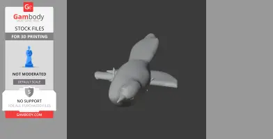 3D model of a stylized prehistoric bird with short wings, ready for 3D printing.