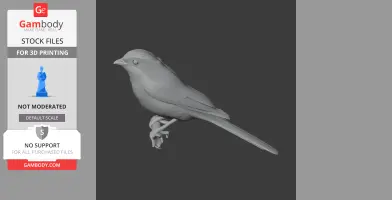 3D model of a prehistoric-looking bird, possibly a Bay-backed shrike, designed for 3D printing.