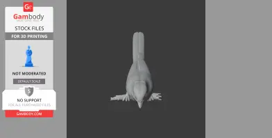 3D model of a bay-backed shrike with spread wings, viewed from above, for 3D printing.