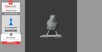 A 3D model of a bay-backed shrike perched on a branch, shown against a plain background.