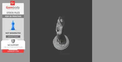 Saint Austregisilus statue in a standing pose, holding a staff, draped in robes. High-detail 3D printable model.