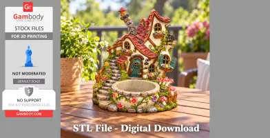 Whimsical fairytale house organizer with stairs, colorful flowers, and a circular storage area.