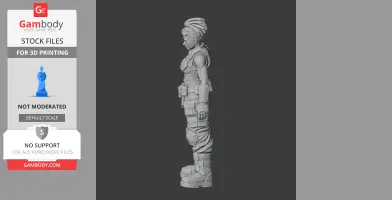 3D model of a standing character with gear, side view, for 3D printing from Deep Rock Galactic.