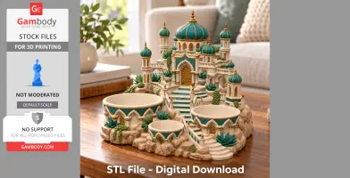 Intricate Arabian palace-inspired organizer with domes and stairs, designed for 3D printing.