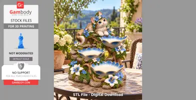 Decorative cat-themed organizer with floral accents for 3D printing.