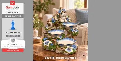 Whimsical cat-themed 3-tier organizer adorned with flowers, perfect for decorative 3D printing.