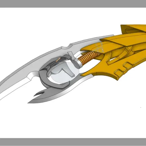 Stylized 3D model of Loki's Chitauri Staff featuring intricate blade and handle design.