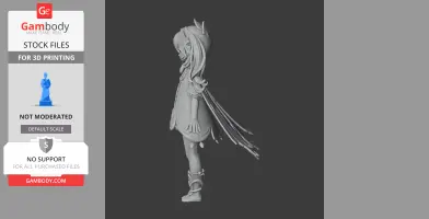 3D printed figurine of Nahida from Genshin Impact, profile view, intricate hair and outfit details.